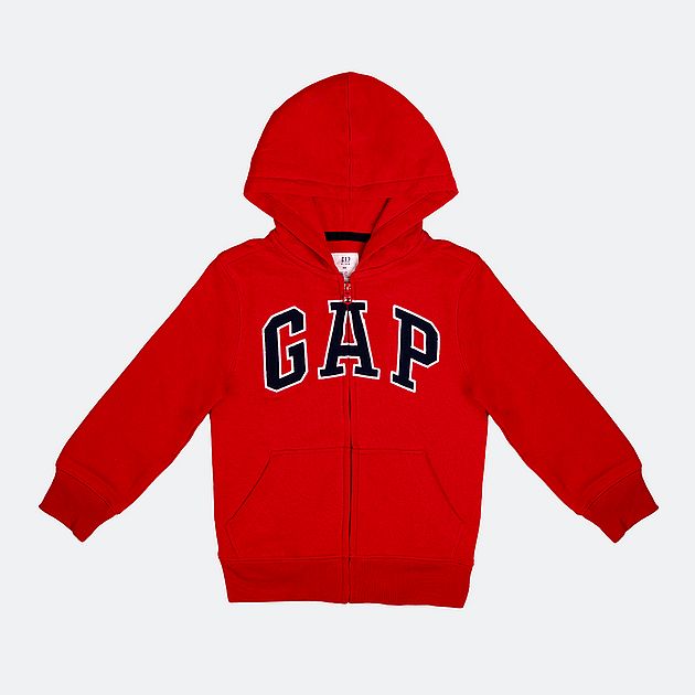 Felpa rossa zip con logo gap per happy friday 