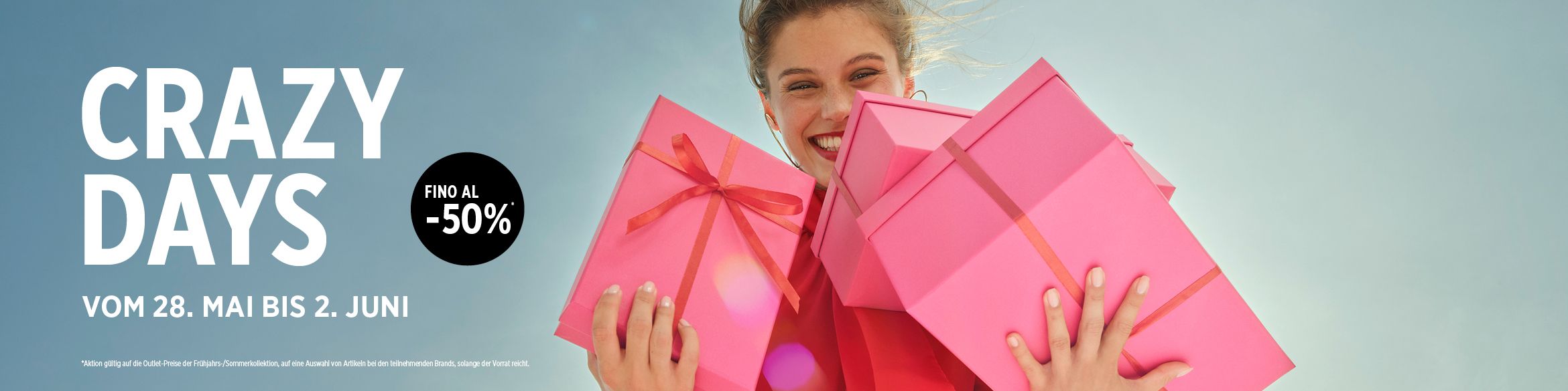 Dich erwarten Rabatte von bis zu -50 % auf den Outletpreis der Frühjahr-/Sommerkollektion.